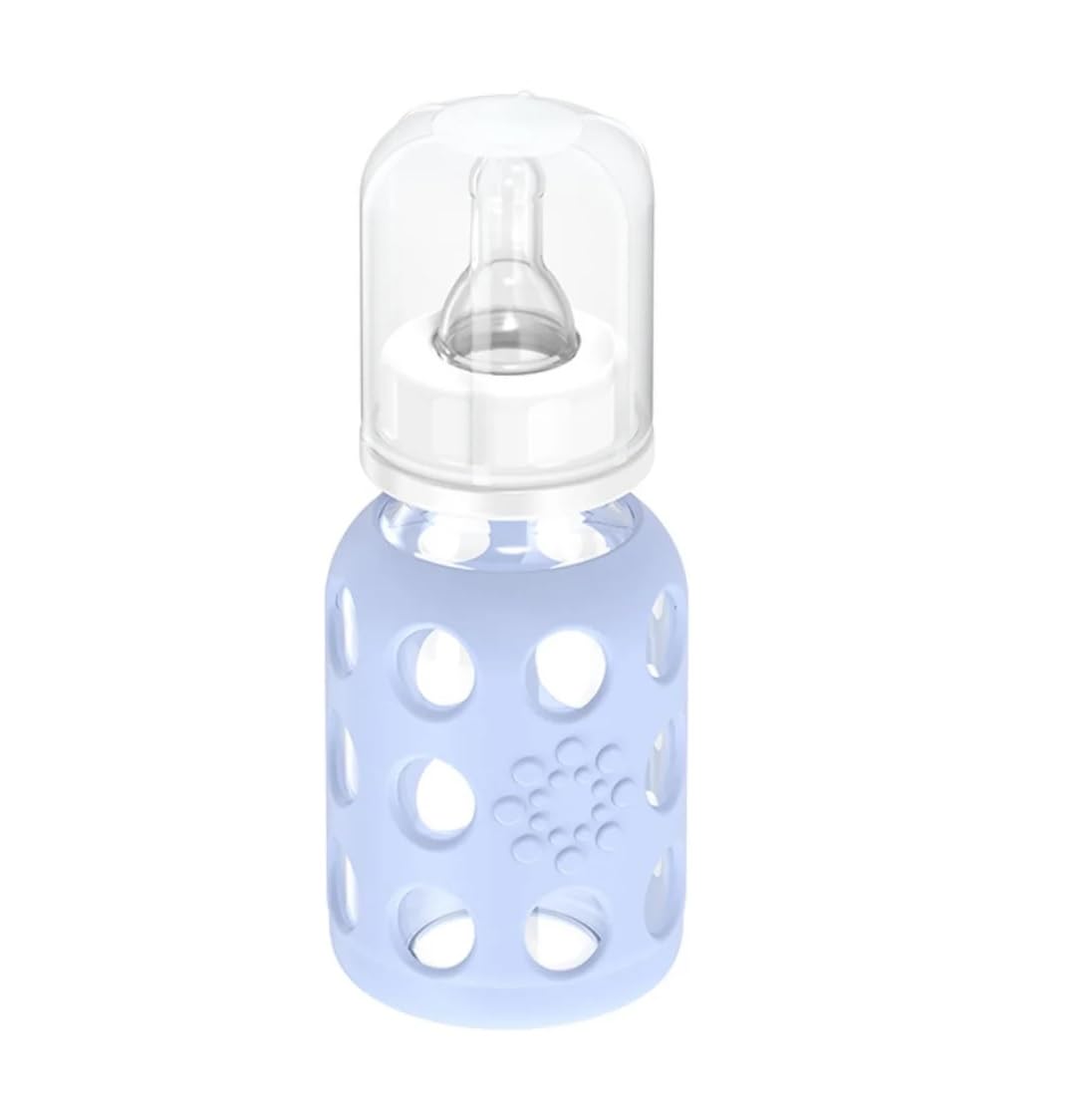 Lifefactory Glass Baby Bottles With Silicone Protection - 2-Pack, 4 Oz Bottles, Blanket