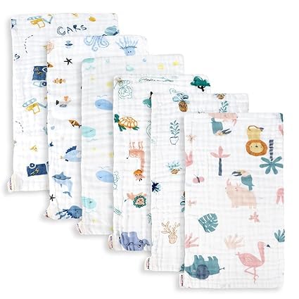 Baby Burp Cloths Muslin Washcloths  Muslin Burp Cloths Hanky Large 25x50cm Extra Soft Absorbent Baby Burp Rags for Newborn 100%