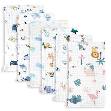 Baby Burp Cloths Muslin Washcloths  Muslin Burp Cloths Hanky Large 25x50cm Extra Soft Absorbent Baby Burp Rags for Newborn 100%