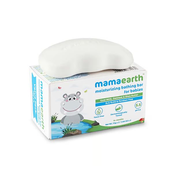 Mamaearth Moisturizing Baby Bathing Soap Bar | Cleanses Gently & Retains Moisture | With Goat Milk, Oatmeal & Shea Butter | Ph B
