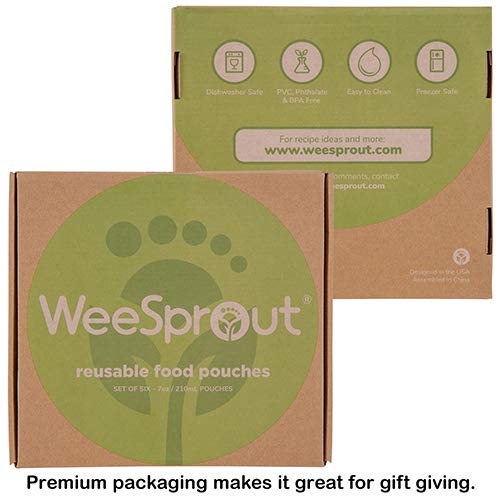 WeeSprout Double Zipper Reusable Food Pouches (Green, 3.4 fl oz)