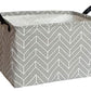 Rectangular Storage Bin Canvas Fabric Storage Basket,Waterproof Coating Toy Organizer With Handles,Gift Basket For Home,Office,C