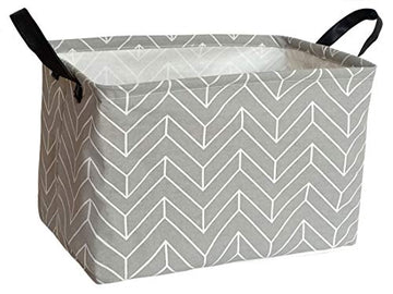 Rectangular Storage Bin Canvas Fabric Storage Basket,Waterproof Coating Toy Organizer With Handles,Gift Basket For Home,Office,C