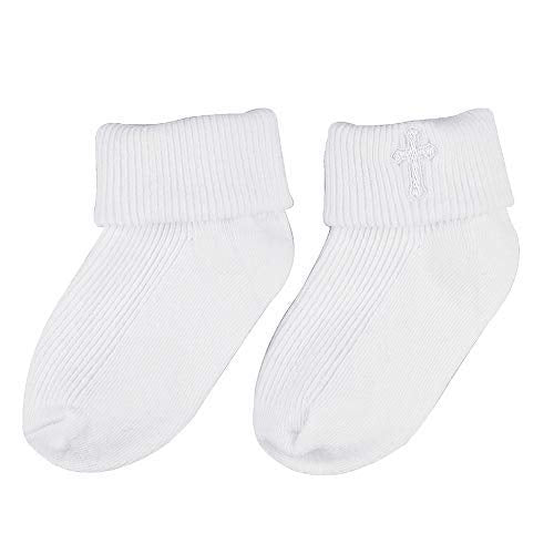Infant Baby Boys ' Girls ' Christening Baptism Embroidered Cross Bib And Socks For Outfits