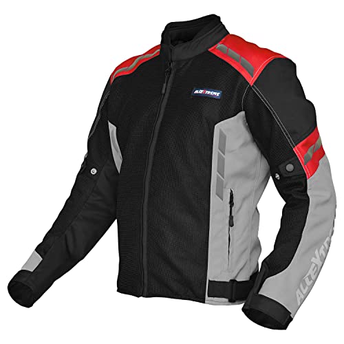 Allextreme Turbo Bike Riding Jacket Mesh Fabric Racer Motorcycle With Back Elbows Shoulders Protection And All Season Night Visi