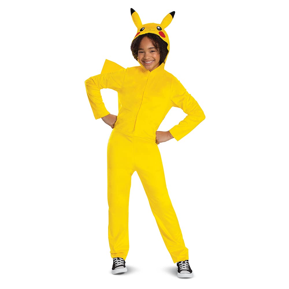 Disguise Pikachu Costume For Kids, Official Pokemon Costume Hooded Jumpsuit, Child Size Medium (7-8)