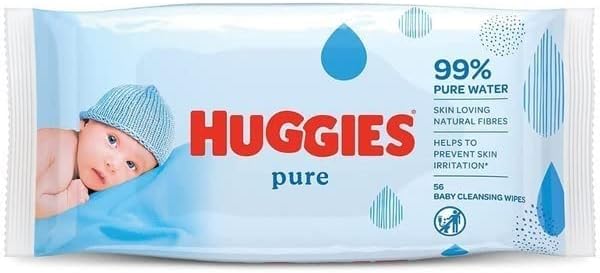 Hugg Ies Pure Baby Wipes, 3 Pack, 56 Wipes