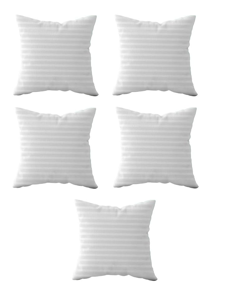 9villa Cushions | Cushion for Sofa,Bed,Cushion | White Decorative Cushion Set of 5 (18x18 inch)