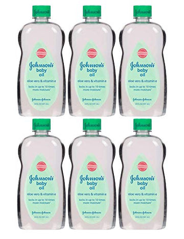 Johnson S Baby Oil, Mineral Oil Enriched With Aloe Vera And Vitamin E To Prevent Moisture Loss, Hypoallergenic, 20 Fl. Oz (Pack