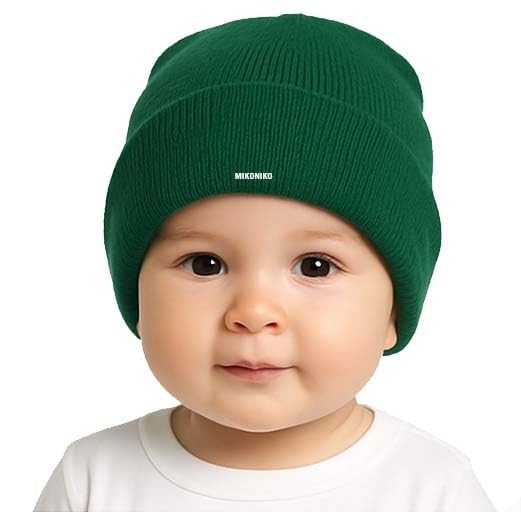 Mikoniko Kids Winter Woolen Beanie Cap  Warm & Soft Knit Hat For Boys & Girls | Ideal For School & Cold Weather (Green, Age 25