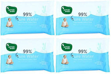 Mother Sparsh Thick Fabric Baby Water Based Unscented Wipe (Blue, 10 Wipes)  Pack of 4