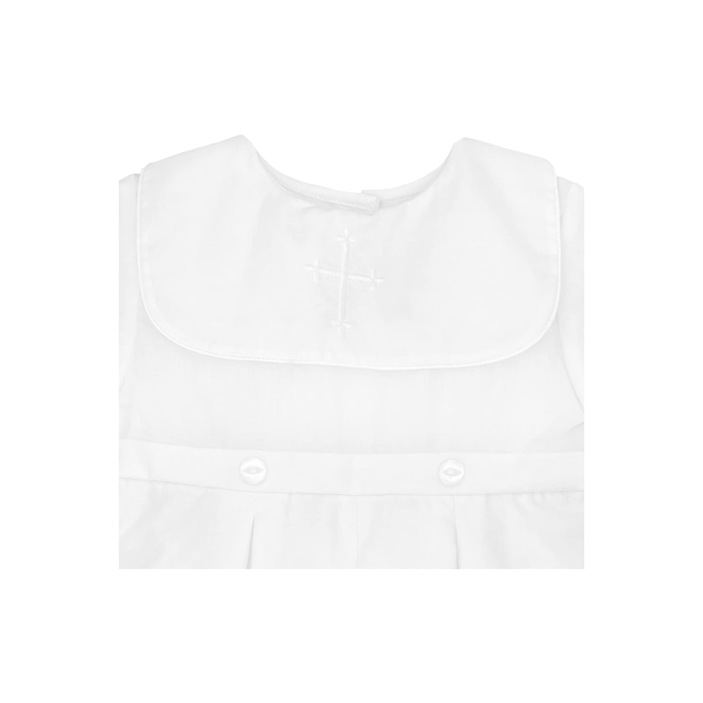 Petit Ami Baby Boys' Hand-Embroidered Cross Christening Romper, 6 Months, White