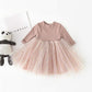 Infant Toddler Baby Girl Spring Fall Clothes Knit Long Sleeve Tutu Dress Fluffy Stars Tulle Dress Princess Dress (Pink, 6-12 Mon