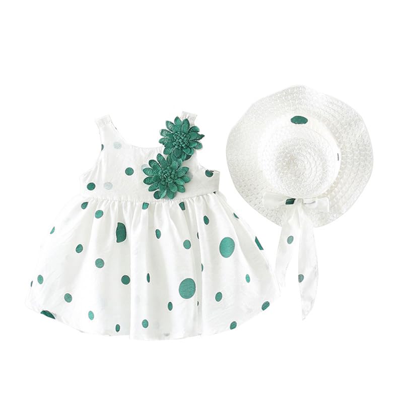 Bold N Elegant Baby Girls Midi Summer Sleeveless Cotton Floral Heart Print Princess Dress Frock Tutu With Hat (In, Age, 4 Years,