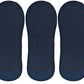 Queery Men Solid No Show Cotton Loafer Socks (Navy, Pack Of 3 Pairs)