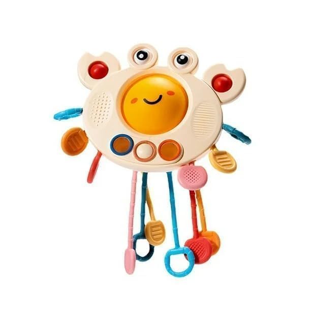 Shree Shivansh Crab Shaped Pull String Activity Toy for Baby Teething Play Adventure Fine Motor Skills Development Food Grade Si