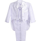 Lito Angels Baby Boys' Classic Tuxedo With Tail Wedding Outfits Suit Christening Outfit 5 Piece Set Size 9 Months White