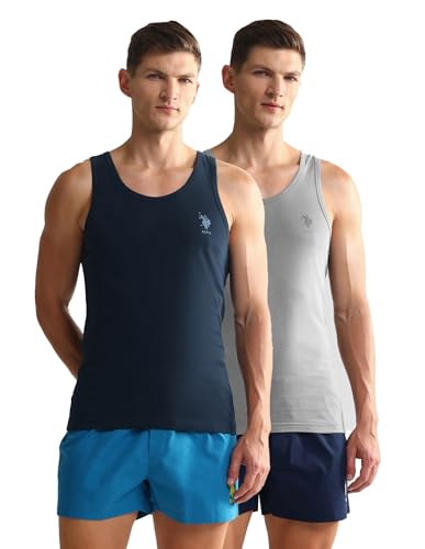 U.S. Polo Assn. MenS Cotton Solid Regular Fit Vest (Oev05P2_GreyNavy, Xl