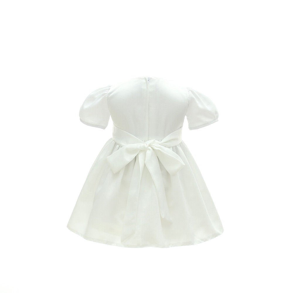 Glamulice Flower Baby Girl Party Dress White Christening Baptism Dresses Lace Princess Bow Formal Gown 12-15 Newborn First Birth