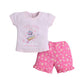 Bumzee Baby Girls Cotton Cap Sleeves Floral Print TShirt & Short Set Baby Pink & Pink  612 Months (Peb11157CBpk)