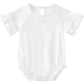 Pureborn Baby Girl Ruffle Bell Sleeve Bodysuit Organic Cotton Short Sleeve Bodysuits 9-12 Months White