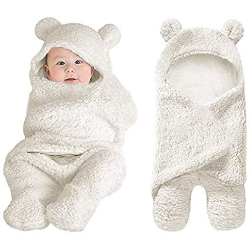 Oscar Home Hooded Swaddle Wrapper Baby Blanket  Soft Baby Sleeping Bag for Newborns and Infants (White)