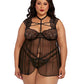 Dg Lace Babydoll With Thong  Blk 2X