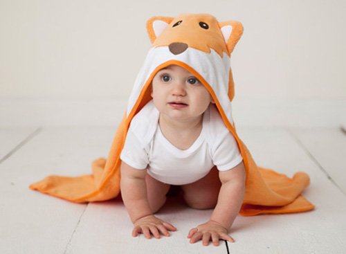 Luvable Friends Unisex Baby Cotton Animal Face Hooded Towel, Frog, One Size