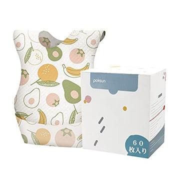 Poksun Baby And Infant Disposable Travel Bibs - Soft, Leakproof, For Toddlers Babies, Feeding, Traveling, (60Pcs) Fruit