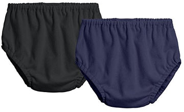 City Threads 2-Pack Baby Girls' And Baby Boys' Unisex Diaper Covers Bloomers Soft Cotton, Black/Navy, Newborn
