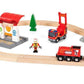 Brio 33815 Rescue Firefighter Set | 18 Piece Train Toy with a Fire Truck, Accessories and Wooden Tracks for Ages 3 and Up