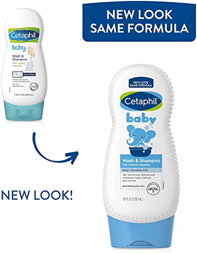 Cetaphil Baby Wash And Shampoo With Organic Calendula, 7.8 Ounce Per Bottle (2 Bottles)