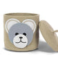 APCATIO Jute Basket with Lid for Kids, Nursery Organizer, Cotton Rope Storage Basket for Baby Diaper, Kids Toy Bin, (Brown Lion)
