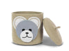 APCATIO Jute Basket with Lid for Kids, Nursery Organizer, Cotton Rope Storage Basket for Baby Diaper, Kids Toy Bin, (Brown Lion)