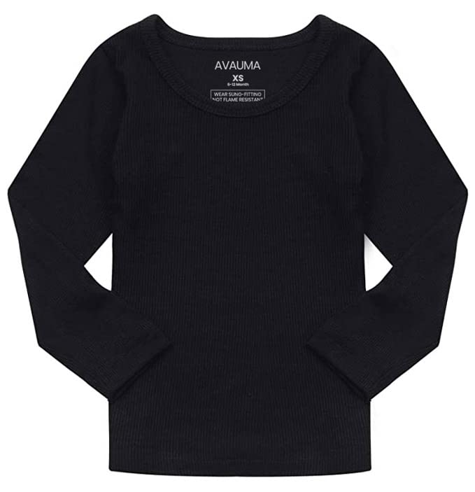 Avauma Baby Boys Girls Pajama Set Kids Toddler Snug Fit Ribbed Sleepwear Pjs For Daily Life Style (Js/Black(L))