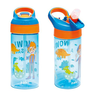 Zak Designs Blippi Kids Water Bottle With Spout Cover And Built-In Carrying Loop, Made Of Durable Plastic, Leak-Proof Water Bott