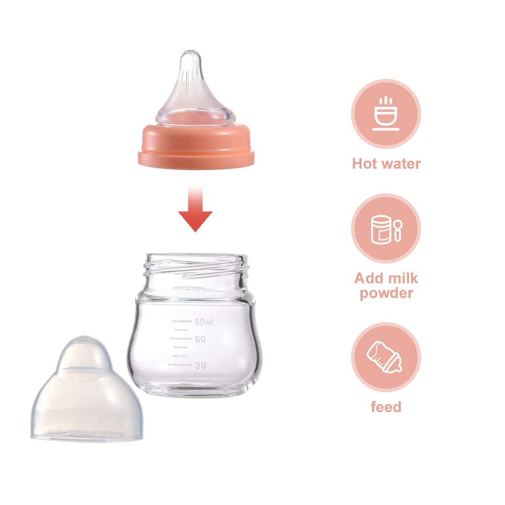 Fdbtl Baby Bottle Glass Natural Anti-Colic Bottles 2 Pack Closer To Breastfeeding For Newborn Babies Infant 0M+ 3Oz