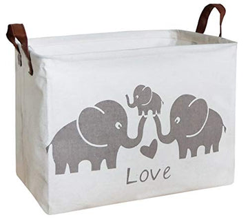 Hiyagon Baby Storage Basket Cute Elephant Basket For Boys And Girls Toy Storage Bin Organizer Box Gift Basket Empty Rectangular