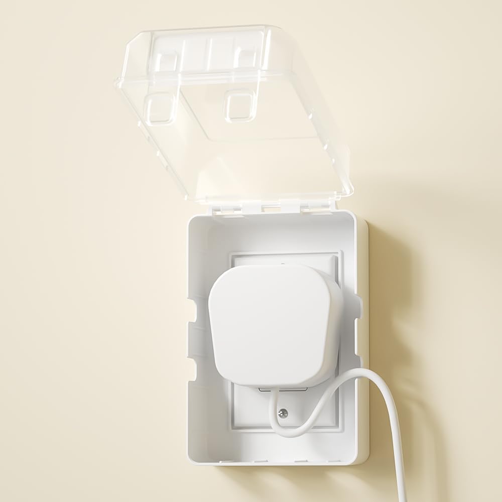 Safelon 1Pcs Baby Proof Electrical Outlet Box Electrical Outlet Cover Baby Proof Box Plug Cover For Baby Safety (Clear-White)