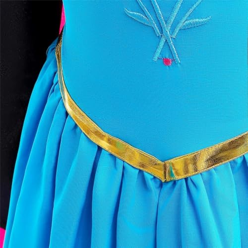 Dressy Daisy Little Girls Ice Princess Snow Queen Coronation Dress Up Costume with Cape Halloween Christmas Party Outfit Size 6X