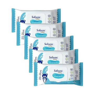 Softsens Baby 99.9% Pure Water Wipes | Pure Aloe Vera Extract With Lid Wipes For Babies (Pack Of 5)