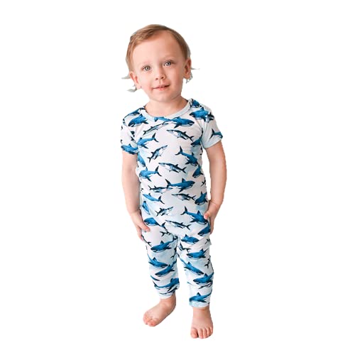 Posh Peanut Baby Rompers Pajamas - Newborn Sleepers Boy Clothes - Kids One Piece Pj - Soft Viscose From Bamboo (Sharks, 9-12 Mon