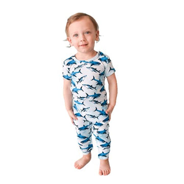 Posh Peanut Baby Rompers Pajamas - Newborn Sleepers Boy Clothes - Kids One Piece Pj - Soft Viscose From Bamboo (Sharks, 9-12 Mon