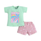 Bumzee Baby Girls Cotton Half Sleeves Graphic Print TShirt & Short Set Green & Pink  1218 Months (Peb11285DGrn)