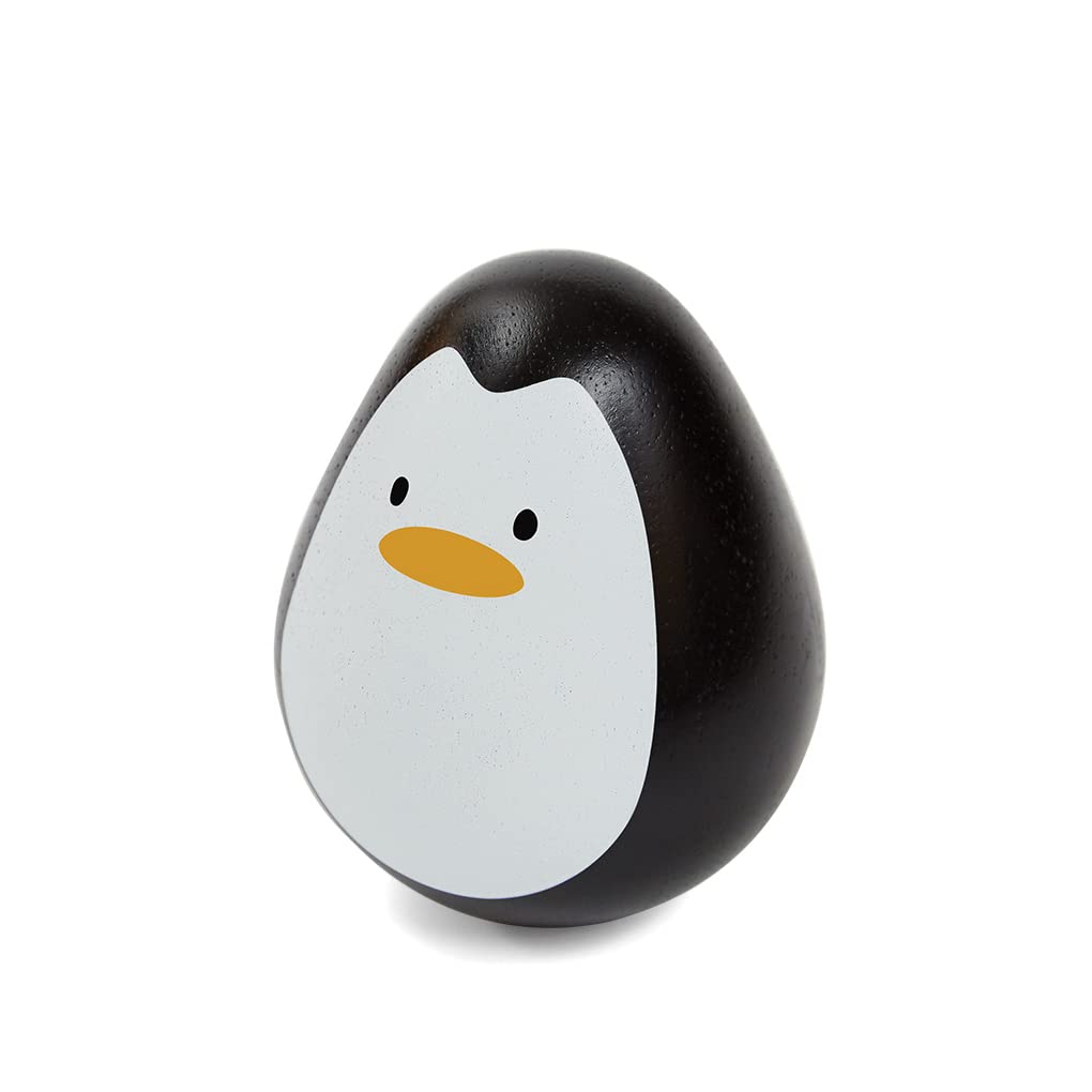 PlanToys Wooden Bounce Back Penguin Baby Toy (5200) | Sustainably Made from Rubberwood and Non-Toxic Paints and Dyes | Eco-Frien