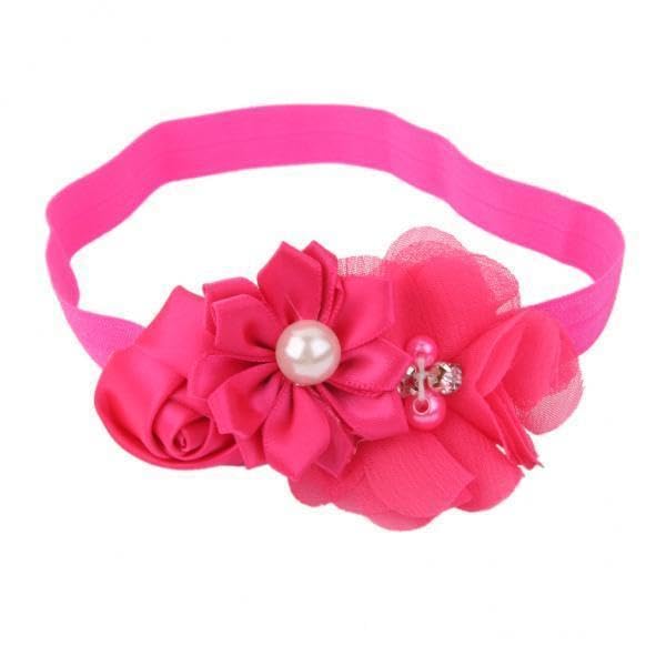 Ujeavette 3Xrose Red Flower Baby Girls Headband Photography Props Hair Band