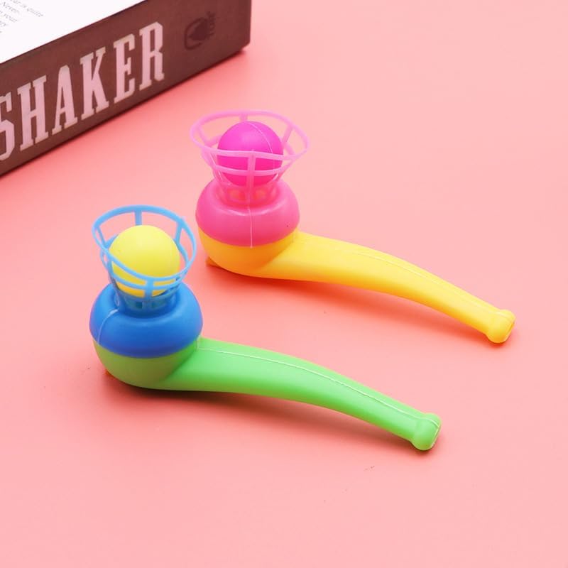 Jinshining 3pcs Random Color Floating Blow Pipe Balls Game Toys, Stress Reliever Balance Blowing Toys for Adults Funny Party Sup
