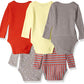 Hanes Baby Long Sleeve, Ultimate Flexy Bodysuits Boys & Girls, 5-Pack, Yellow/Reds, 18-24 Months