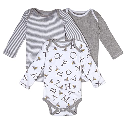 Burts Bees Baby Unisex Baby Bodysuits, 3-Pack Long  Short-Sleeve One-Pieces, 100 Organic Cotton Bodysuit, A-Bee-C, 18 Months Us