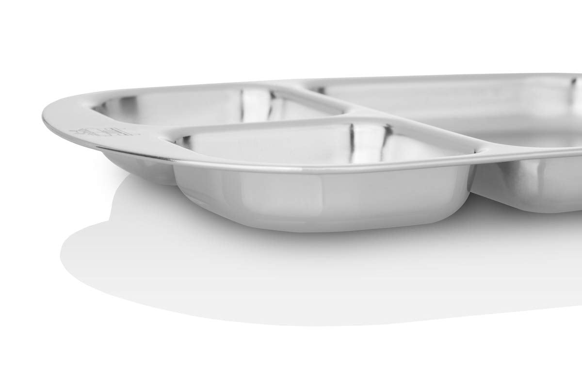Kiddobloom Kids Premium Stainless Steel Dinnerware Set (1 Bowl, 1 Cup, And 1 Divided Plate) (Fire Truck, Dinnerware Set)